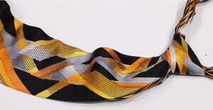 Vitaliano Pancaldi Vintage Gold Black Gray Silk Necktie Tie Mens